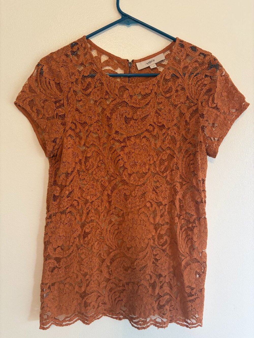 LOFT Rust Brown Lace Top
